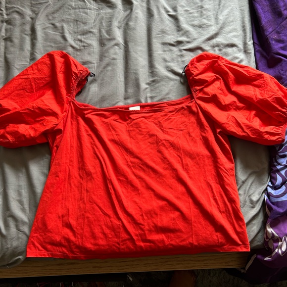 H&M Orange Puffy Sleeved Top - Plus - Picture 3 of 7